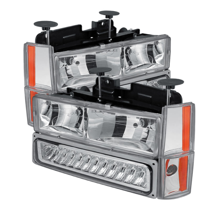 FR SPORT SPYDER Xtune GMC Yukon 92-93 Crystal Headlights w/ Corner & LED Bumper Chrome...