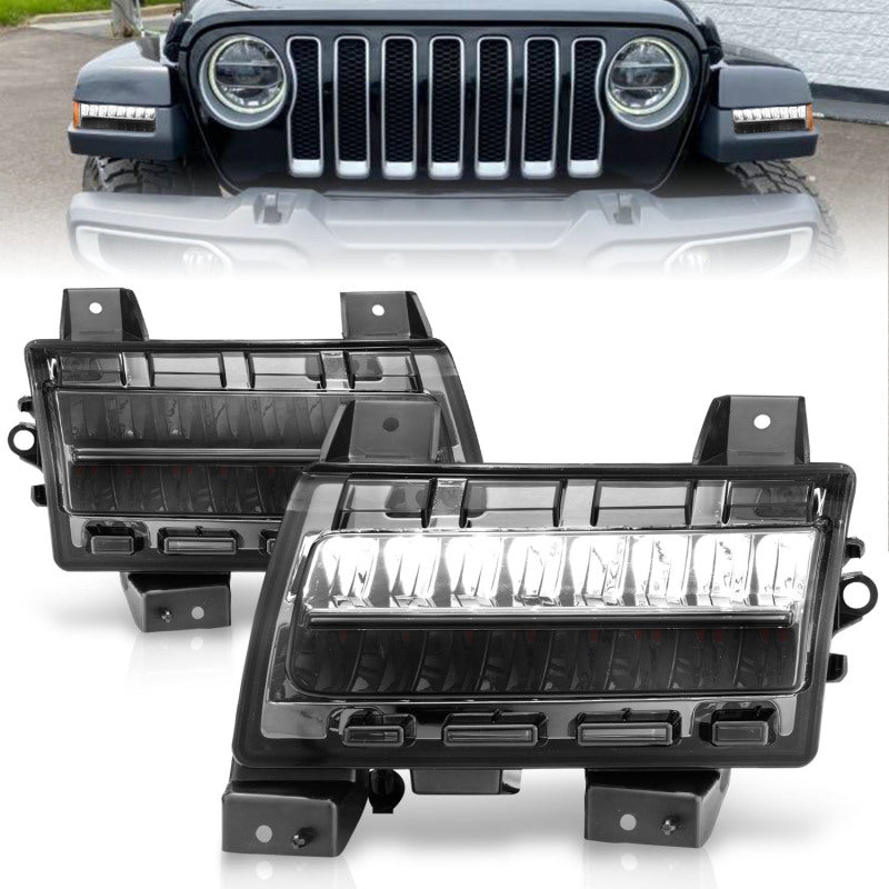 FR SPORT ANZO 2018-2021 Jeep Wrangler LED Side Markers Chrome Housing Smoke Lens w/ Seq. Signal...