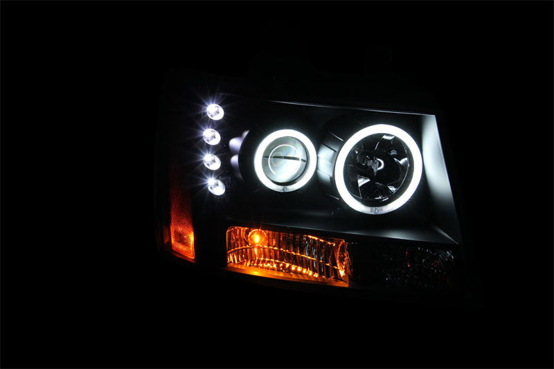 Anzo 2007-2013 Chevrolet Avalanche Projector Headlights w/ Halo Black(CCFL)