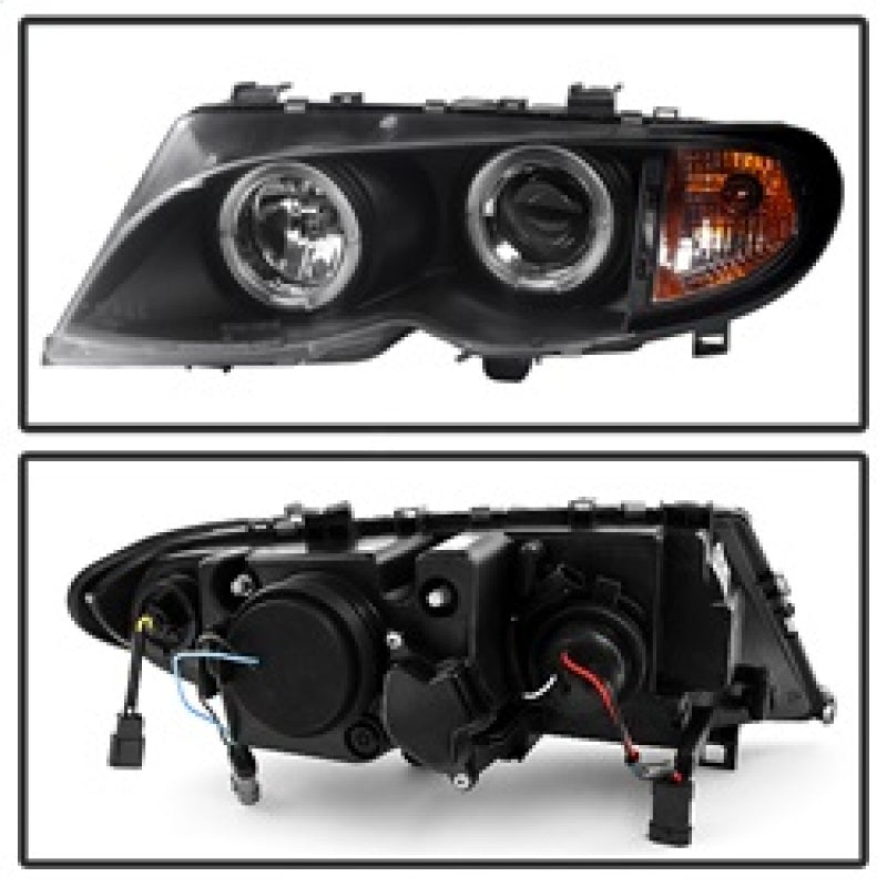 Spyder BMW E46 3-Series 02-05 4DR Projector Headlights 1PC LED Halo Blk PRO-YD-BMWE4602-4D-AM-BK 5042415