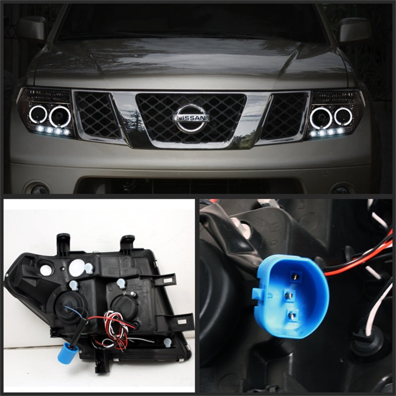 FR SPORT Spyder Nissan Frontier 05-08 Projector Headlights LED Halo LED Smke PRO-YD-NF05-HL-SM...