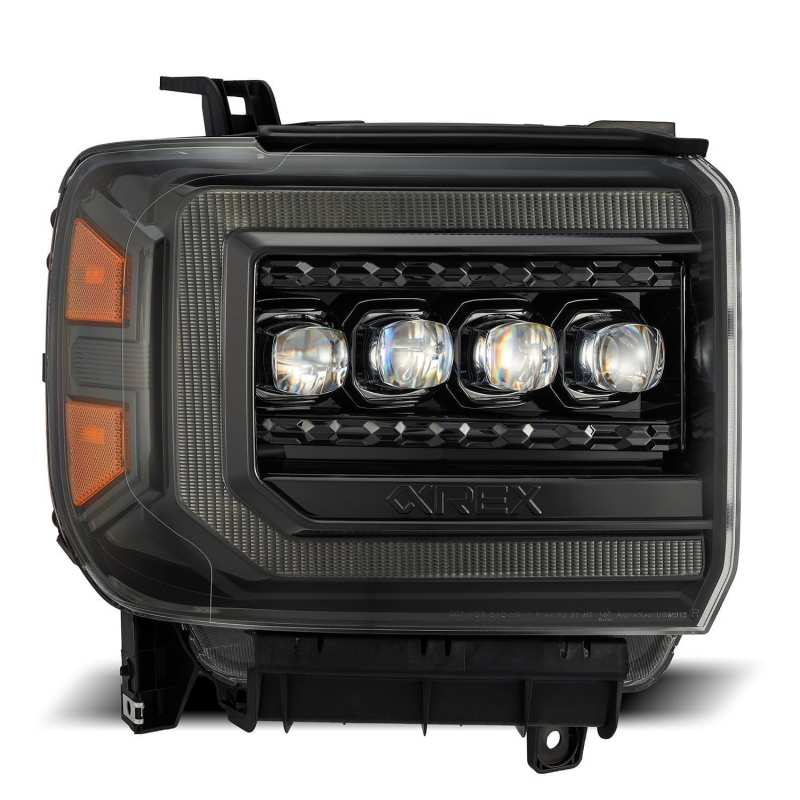 AlphaRex 14-18 GMC Sierra NOVA LED Proj Headlights Plnk Style Alpha Blk w/Activ Light/Seq Signal/DRL 880616 *Discontinued