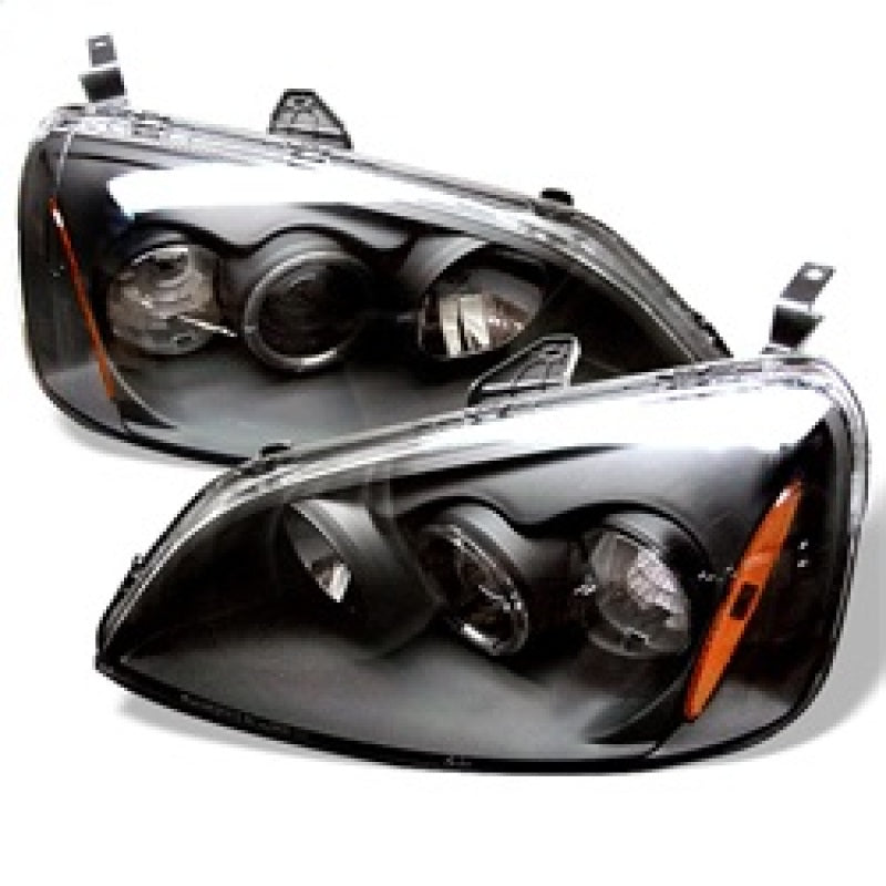 FR SPORT Spyder Honda Civic 01-03 2/4DR Projector Headlights - LED Halo Amber Reflector Blk...
