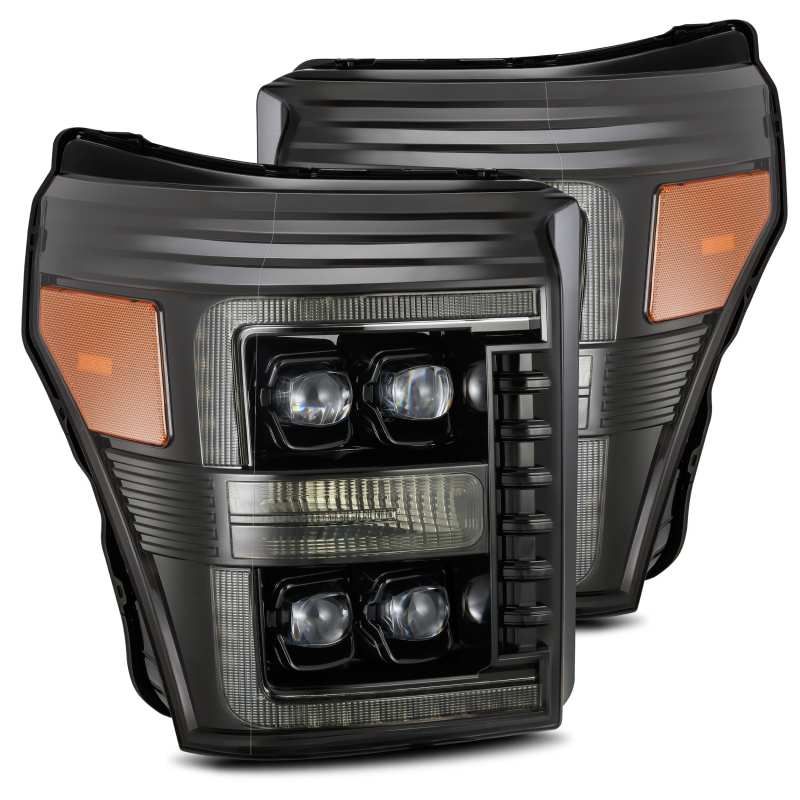 AlphaRex 11-16 Ford F-350 SD NOVA LED Proj Headlights Plank Style Alpha Blk w/Activ Light/Seq Signal 880147 *Discontinued