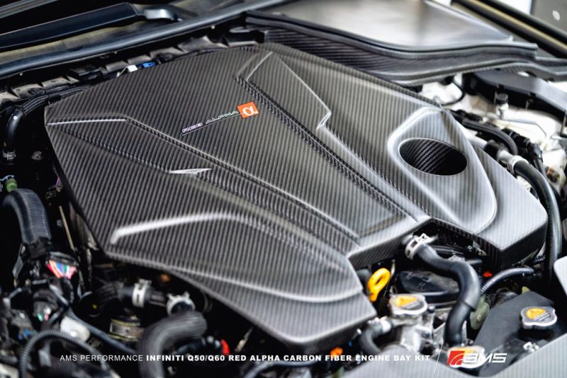 AMS Performance Infiniti 17+ Q60 / 16+ Q50 3.0TT Alpha Matte Carbon Engine Cover ALP.28.06.0001-1