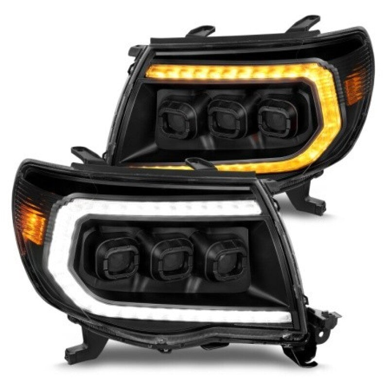 ANZO 05-11 Toyota Tacoma Full LED Proj Headlights White DRL/Init/SeqSig Black - Pair 111640A