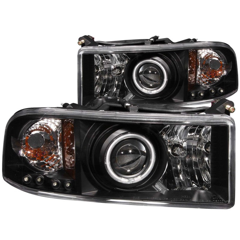 Anzo 1994-2001 Dodge Ram Projector Headlights w/ Halo Black