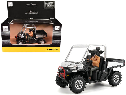 Rapid Vehicles Can-Am Defender XMR Silver Metallic and Black with Driver Figure 1/32 Diecast...