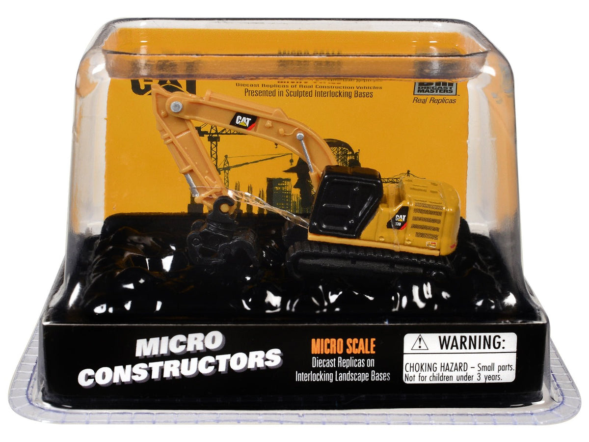 Rapid Vehicles CAT Caterpillar 320 Hydraulic Excavator Grapple Yellow "Micro-Constructor" Series...