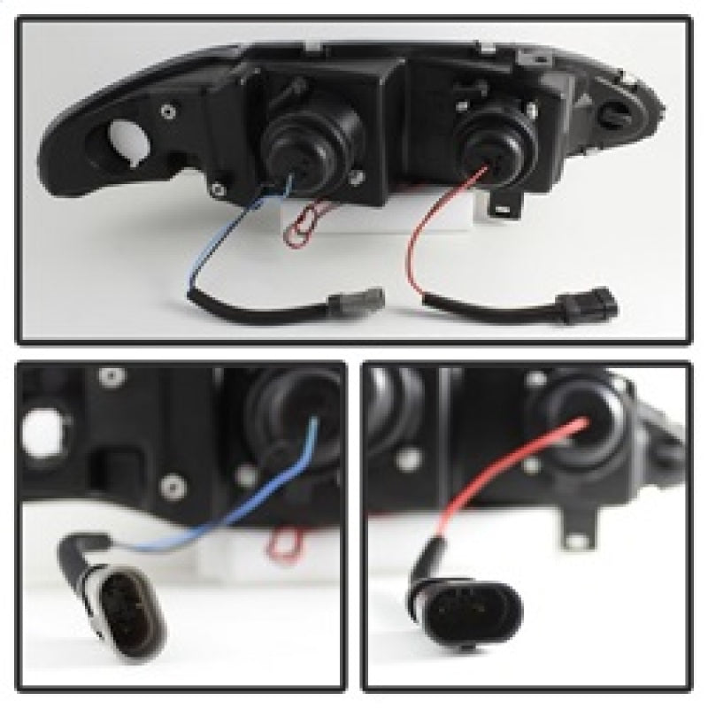 FR SPORT Spyder Mitsubishi Eclipse 97-99 Projector Headlights LED Halo Black High H1 Low H1...