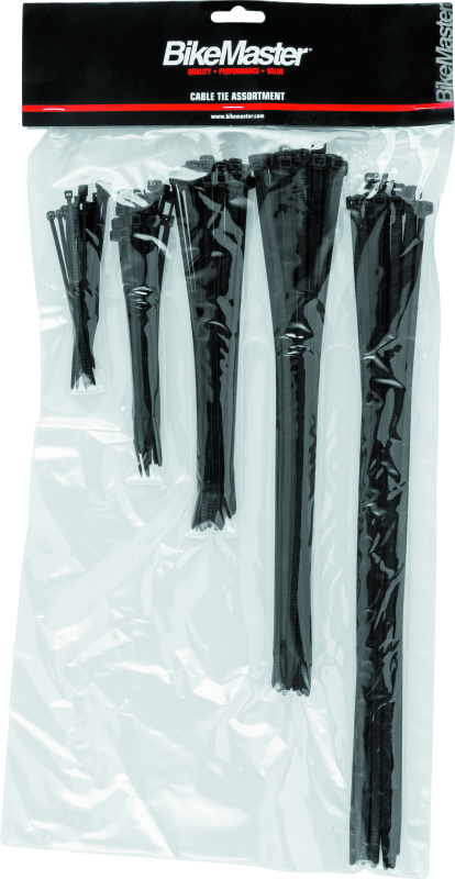 BikeMaster Assorted Cable Ties (Pack of 100) - Black 151677