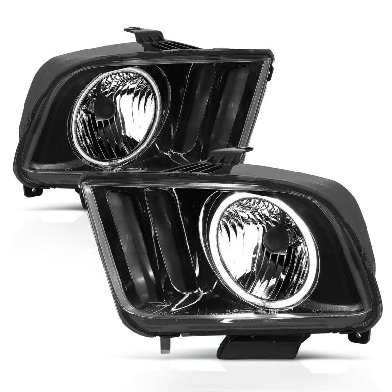 FR SPORT Anzo 2005-2009 Ford Mustang Crystal Headlights w/ Halo Black (CCFL) - View 4