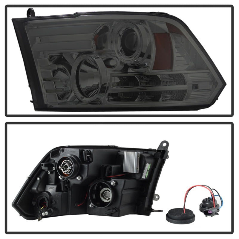 Spyder Dodge Ram 09-12 Projector Headlights Light Bar DRL Smoke PRO-YD-DR09-LBDRL-SM 5081742