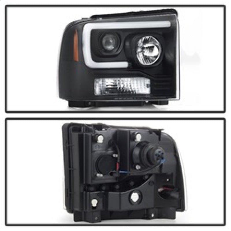 FR SPORT Spyder Ford F250/350/450 05-07 Projector Headlights - Light Bar DRL LED - Black...