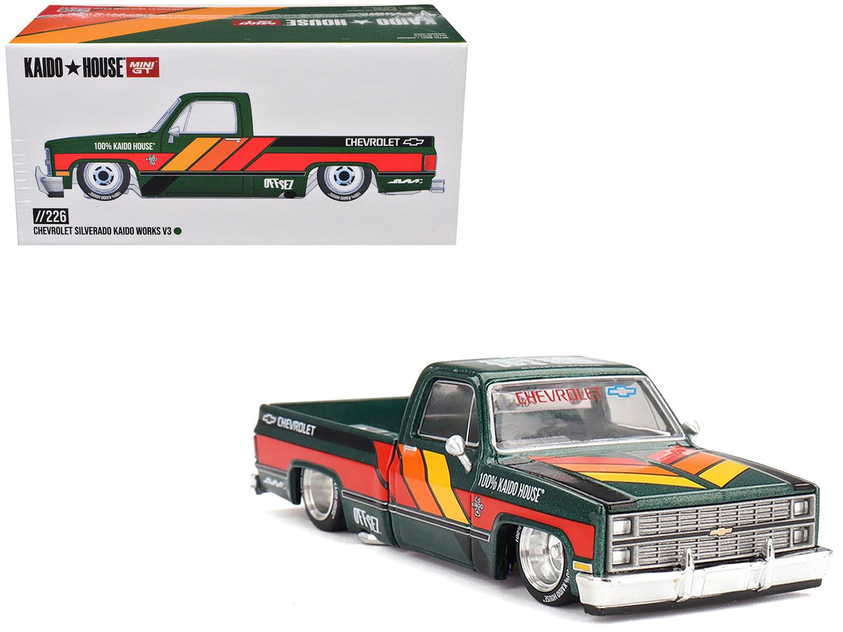 Rapid Vehicles Chevrolet Silverado Pickup Truck "Kaido Works V3" Dark Green Metallic with...