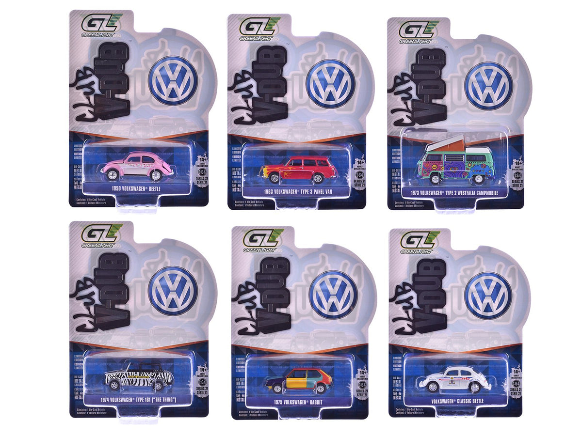 Rapid Vehicles "Club Vee-Dub" Series 21 Set of 6 pieces 1/64 Diecast Model Cars by Greenlight ...