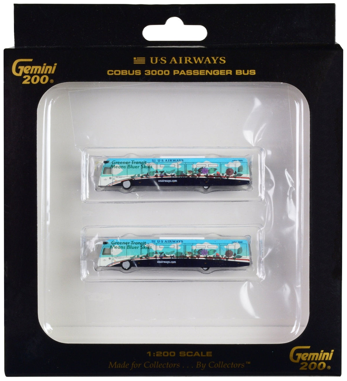 Rapid Vehicles Cobus 3000 Passenger Bus White and Blue with Graphics "US Airways Shuttle Bus -...