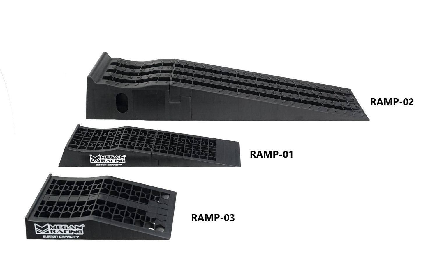 Megan Racing 1-Piece Ramps Single Piece 17" Length x 2.5" Lift Height Black 2.5T Load MR-RAMP-03
