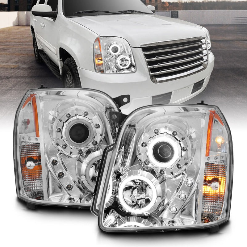 Anzo 2007-2014 Gmc Yukon Projector Headlights w/ Halo Chrome (CCFL)