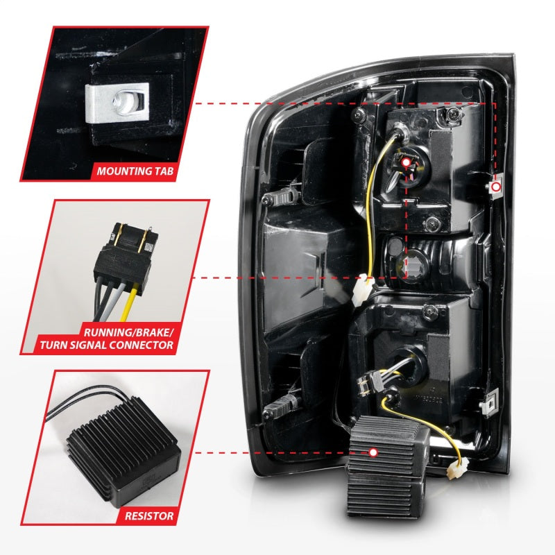 FR SPORT ANZO 15-19 Chevrolet Silverado 2500 HD/3500 HD LED Taillight w/ Sequential Black...