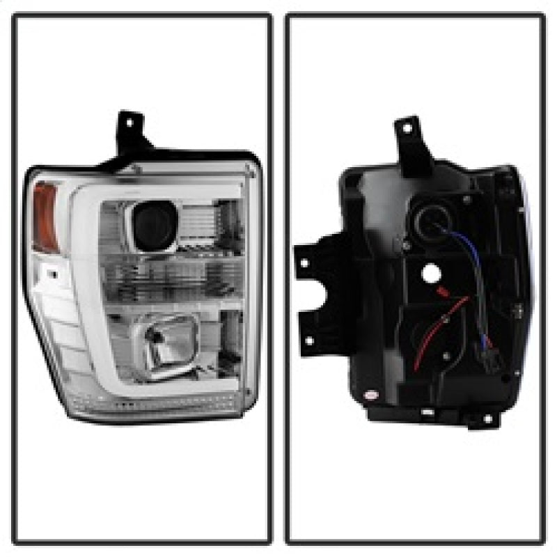 Spyder 08-10 Ford F-250 Super Duty V2 Light Bar DRL Projector Headlights - Chrm (PRO-YD-FS08V2-LB-C) 5084699