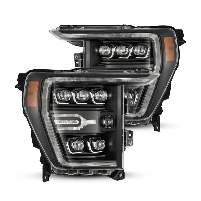 FR SPORT AlphaRex 21-22 Ford F-150 NOVA LED Proj Headlights Plank Style Blk w/Activ Light/Seq...