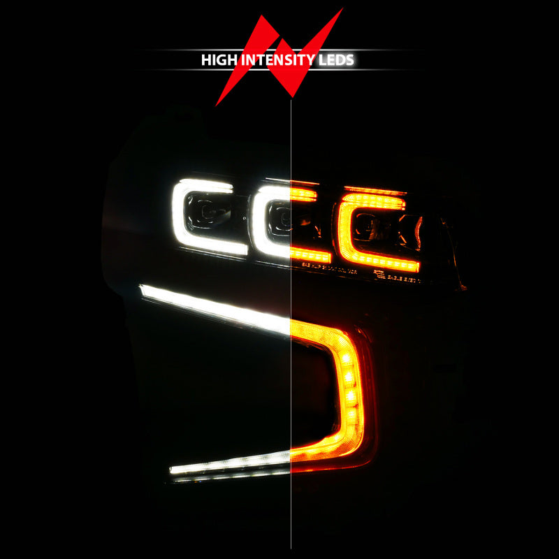 ANZO 21-23 Chevy Tahoe/Suburban LED Light Bar Style Headlights Black w/ Squential DRL (Right Side) 111636X-R