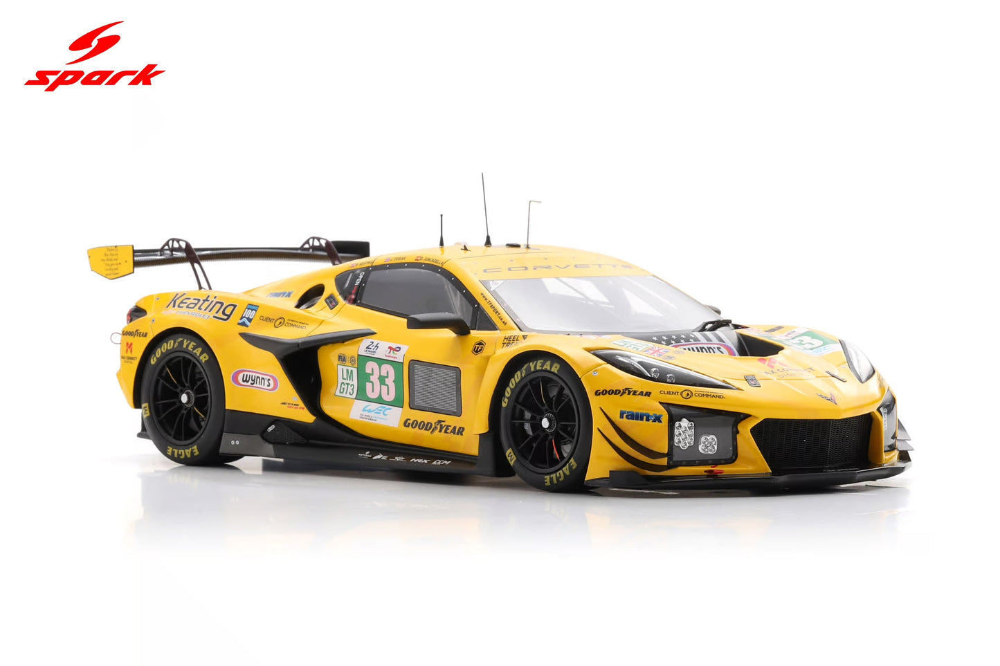 Spark Model Chevrolet Corvette C8 Z06 GT3.R #33 TF Sport 2025 IMSA Le Mans 24hrs 1:18 WITH DISPLAY