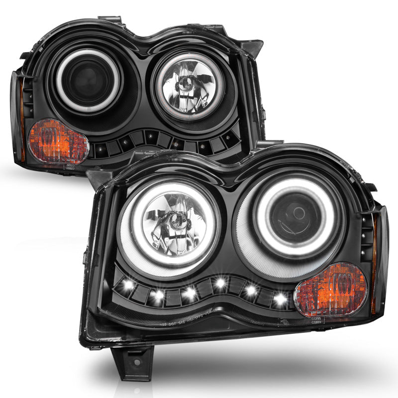 Anzo 2008-2010 Jeep Grand Cherokee Projector Headlights w/ Halo Black CCFL