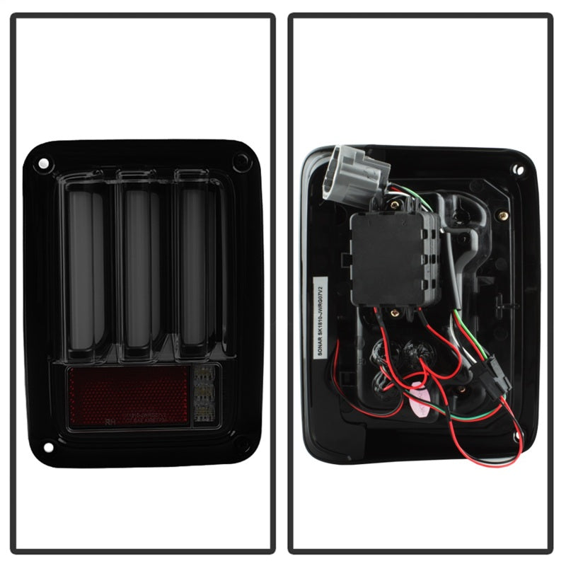 FR SPORT Spyder 07-16 Jeep Wrangler Verison 2 Light Bar LED Tail Lights - Smoke...