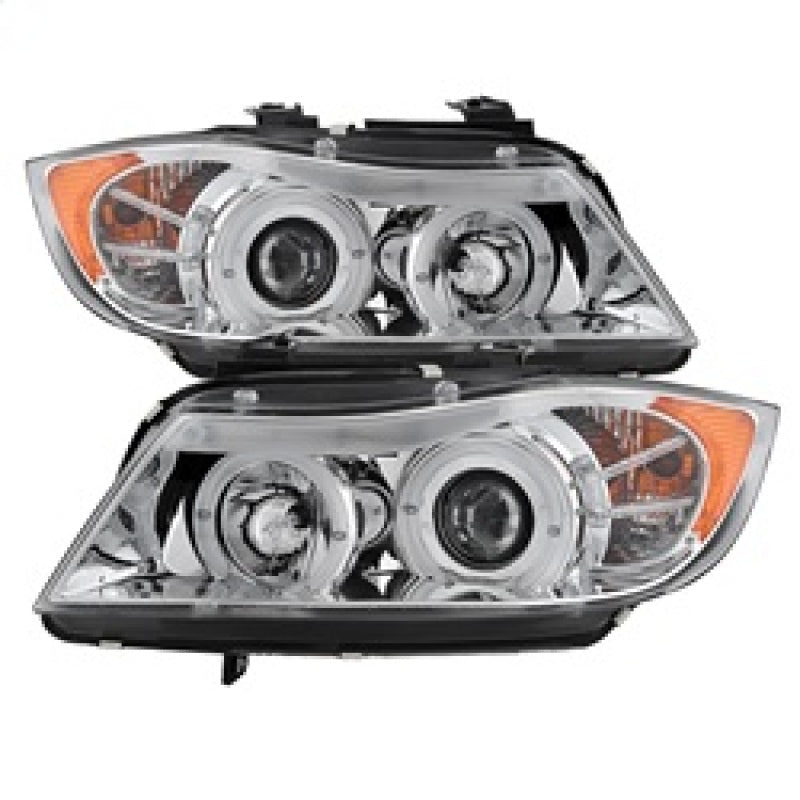 FR SPORT Spyder BMW E90 3-Series 06-08 Projector LED Halo Amber Reflctr Rplc Bulb Chrm...