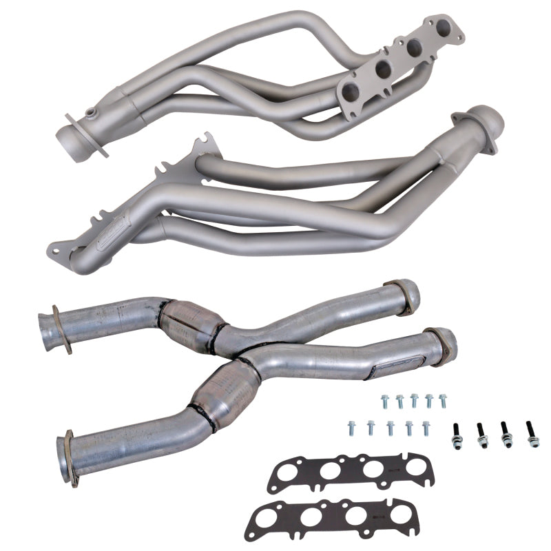 BBK 86-04 Ford Mustang Coyote Swap 1-3/4in Long Tube Headers w/High Flow Catted X-Pipe (Ti Ceramic) 16342
