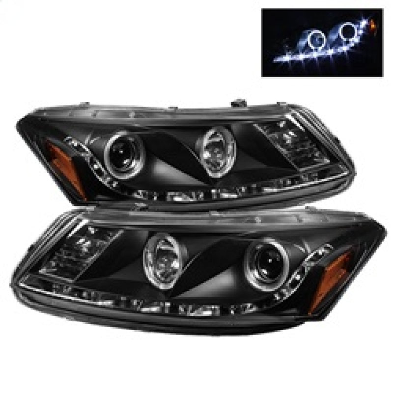 FR SPORT Spyder Honda Accord 08-12 4Dr Projector Headlights- LED Halo DRL Blk...