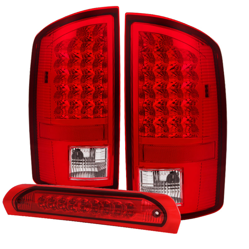 FR SPORT SPYDER Xtune Dodge Ram 07-08 1500 LED Tail Lights w/ LED 3rd Brake Lamps Red Clear...
