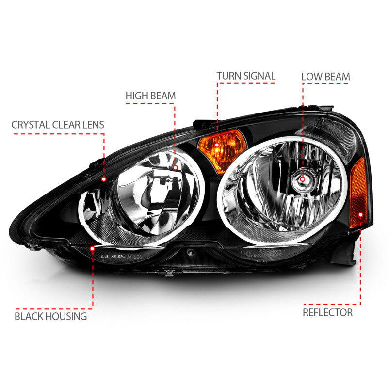 FR SPORT Anzo 2002-2004 Acura Rsx Crystal Headlights Black - View 8