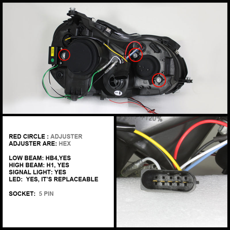 FR SPORT Spyder Mercedes Benz CLK 03-09 Projector Halogen Model- LED Halo DRL Chrm...
