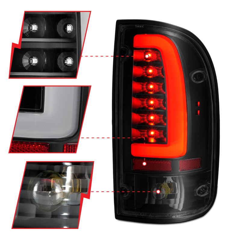 FR SPORT ANZO 1995-2000 Toyota Tacoma LED Taillights Black Housing Smoke Lens (Pair) 311354 - View 9