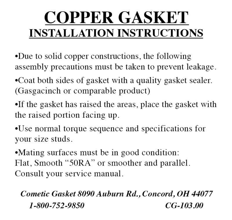 Cometic Gasket Cometic Morris XPAG .080in Copper Cylinder Head Gasket - 68mm Bore C4309-080
