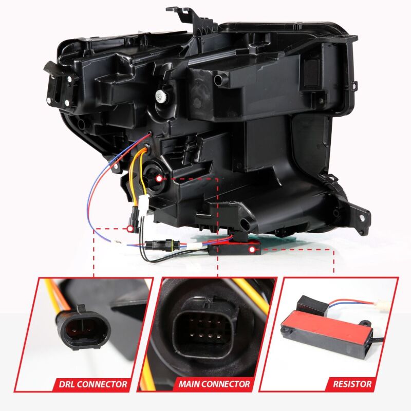 ANZO 19-21 GMC Sierra 1500 LED Projector Headlight w/Switchback+Sequential - Black 111600