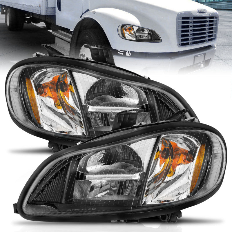 ANZO 2002-2014 Freightliner M2 LED Crystal Headlights Black Housing w/ Clear Lens (Pair) 131030