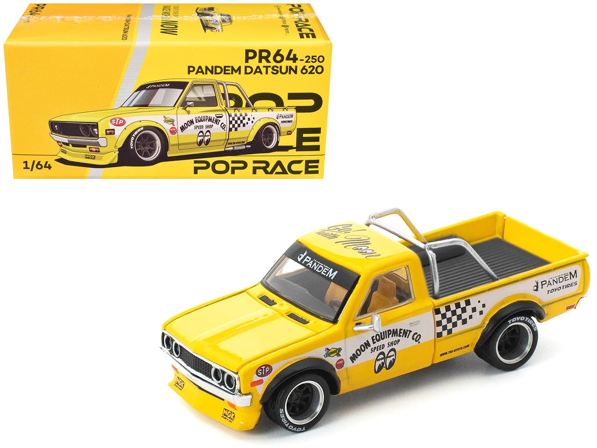 Rapid Vehicles Datsun Pandem 620 Pickup Truck "MoonEyes" Yellow with White Sides and Graphics...