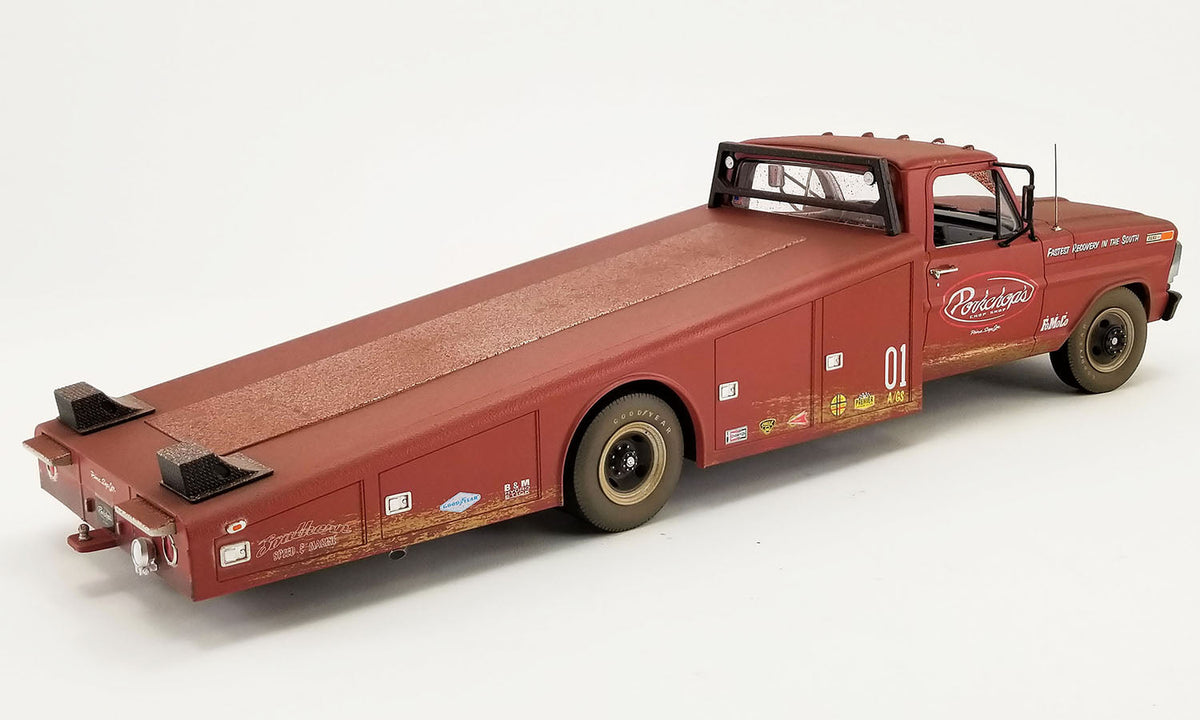 STM Diecast Acme 1970 Ford F-350 Ramp Truck Porkchop's Chop Shop Rusted Look Sports Red Primer...