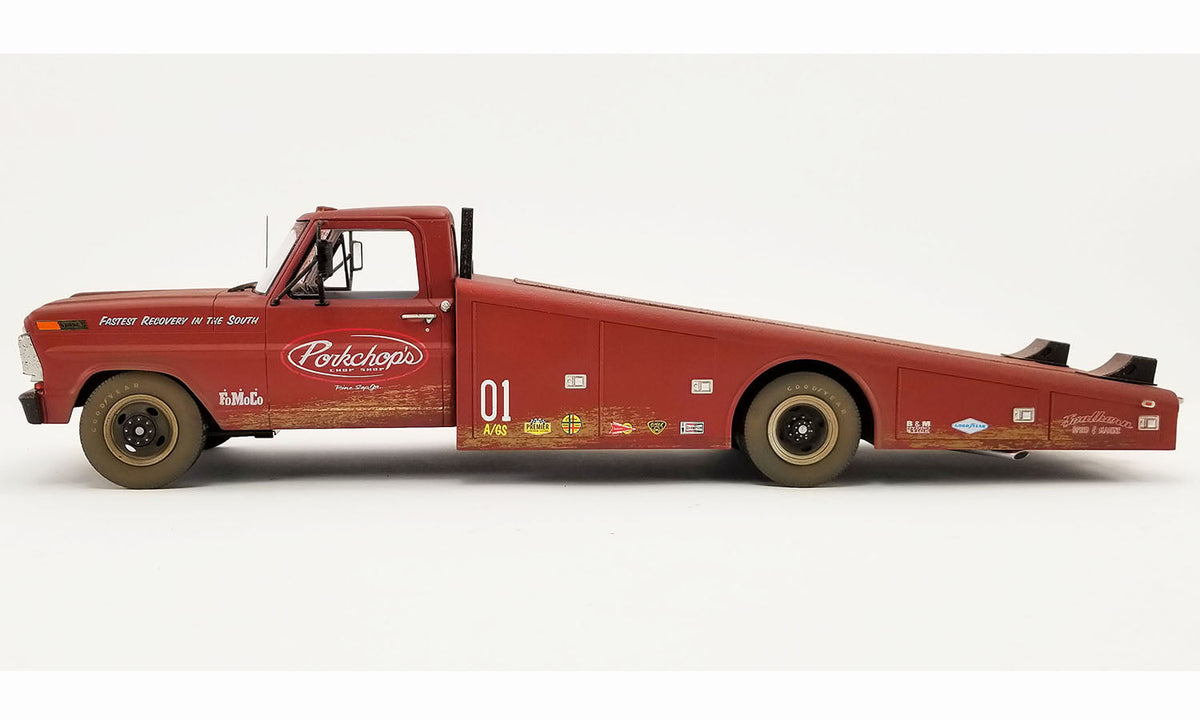 STM Diecast Acme 1970 Ford F-350 Ramp Truck Porkchop's Chop Shop Rusted Look Sports Red Primer...