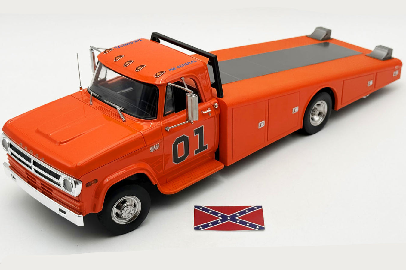 Acme 1970 Dodge D-300 Ramp Truck "The General" Orange 1:18