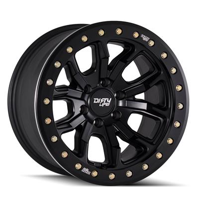 Dirty Life Wheels 9303 DT-1 Dual-Tek Series Matte Black Wheel with Simulated Beadlock Ring - 93037973MB38