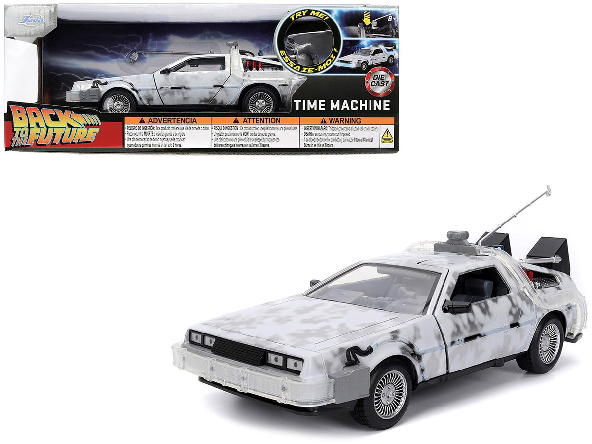 Rapid Vehicles DMC DeLorean Time Machine Brushed Metal (Frost Version) with Lights "Back to the...