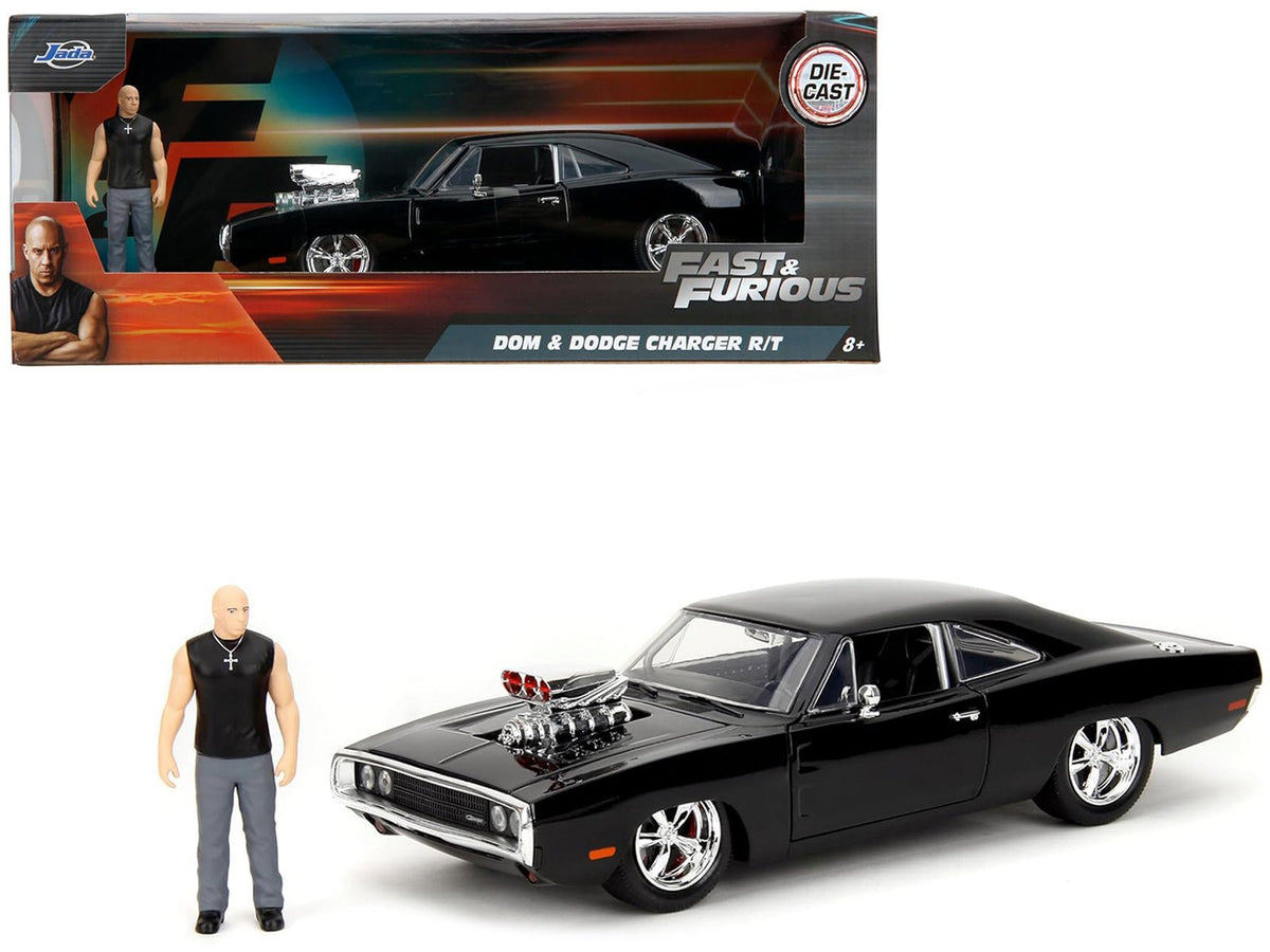 Rapid Vehicles Dodge Charger R/T Black with Dom Diecast Figure "Fast & Furious" (2009) Movie...