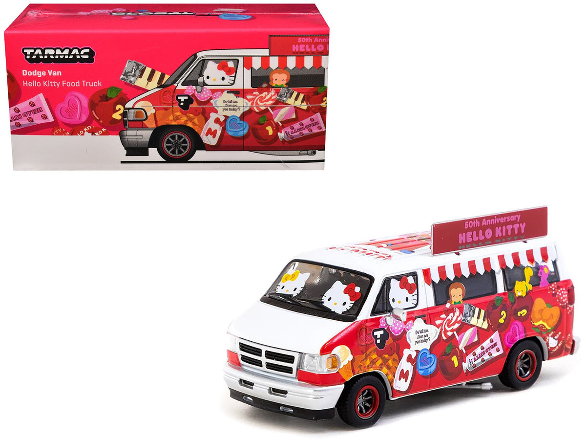 Rapid Vehicles Dodge Van "Hello Kitty Food Truck" White and Red with Graphics "Global64" Series...
