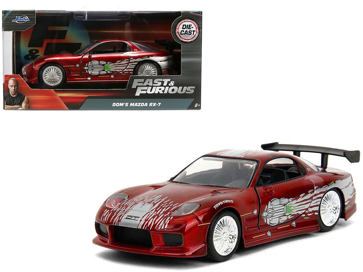 Rapid Vehicles Dom's Mazda RX-7 Candy Red with Graphics "The Fast and the Furious" (2001) Movie...