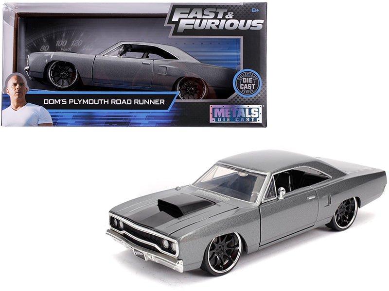 Rapid Vehicles Dom's Plymouth Road Runner Gray Metallic with Black Hood Stripe "Fast & Furious"...